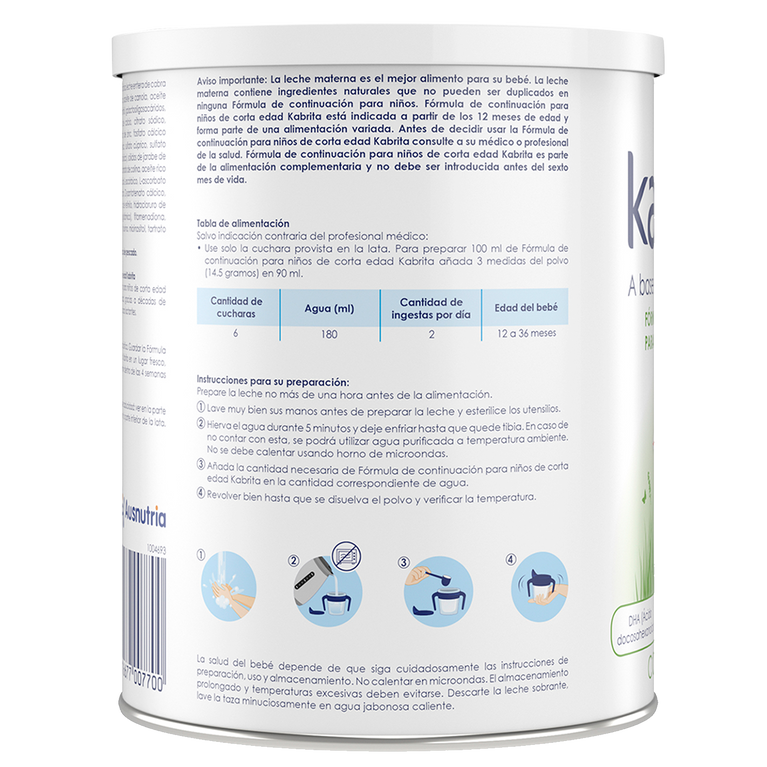 Fórmula de continuación Kabrita para niños de 1 a 3 años - Pack x12