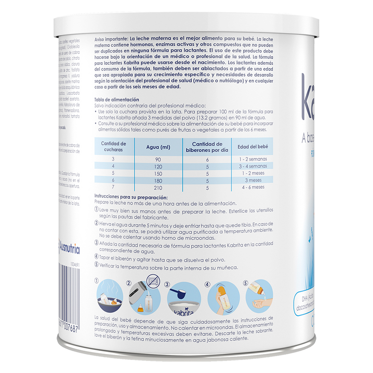 Fórmula para lactantes Kabrita de 0 a 6 meses - Pack x2