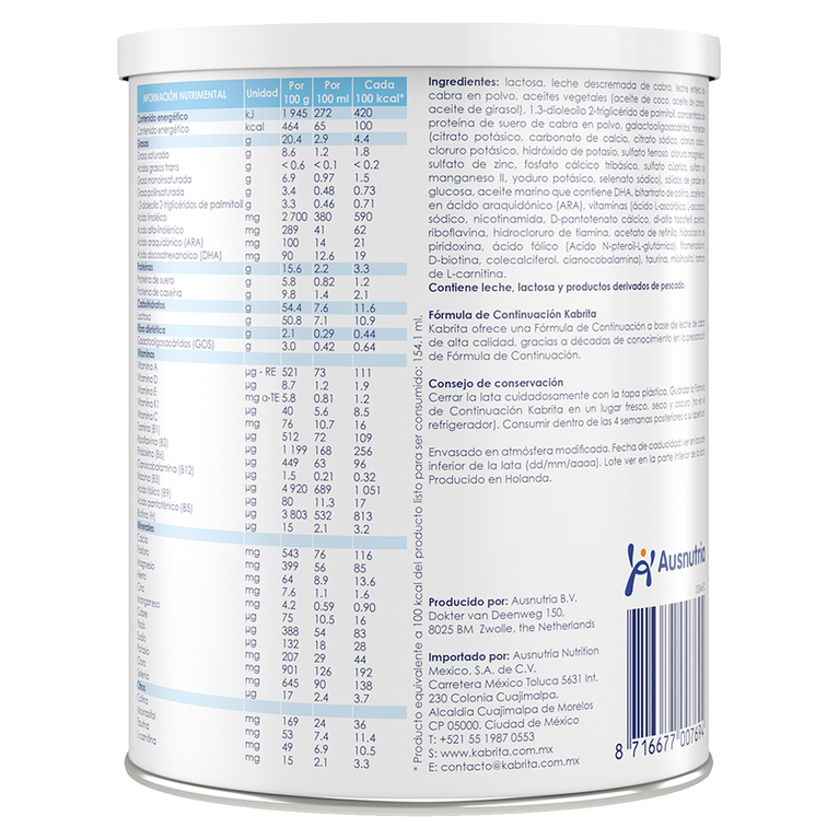 Fórmula de continuación Kabrita de 6 a 12 meses - Pack x4